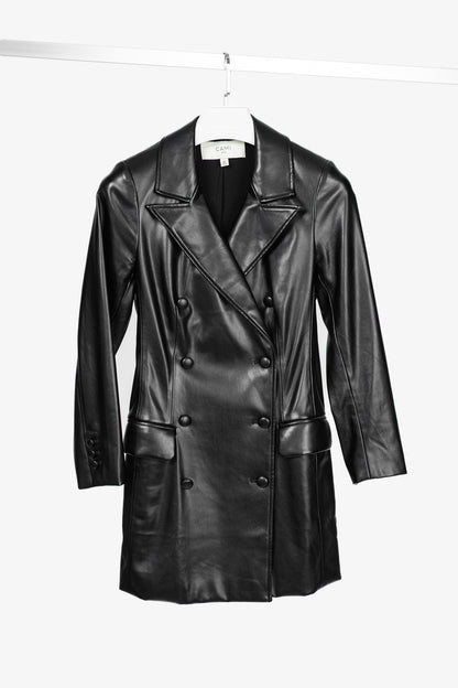 CAMI NYC Tamia Black Faux-Leather Blazer Dress