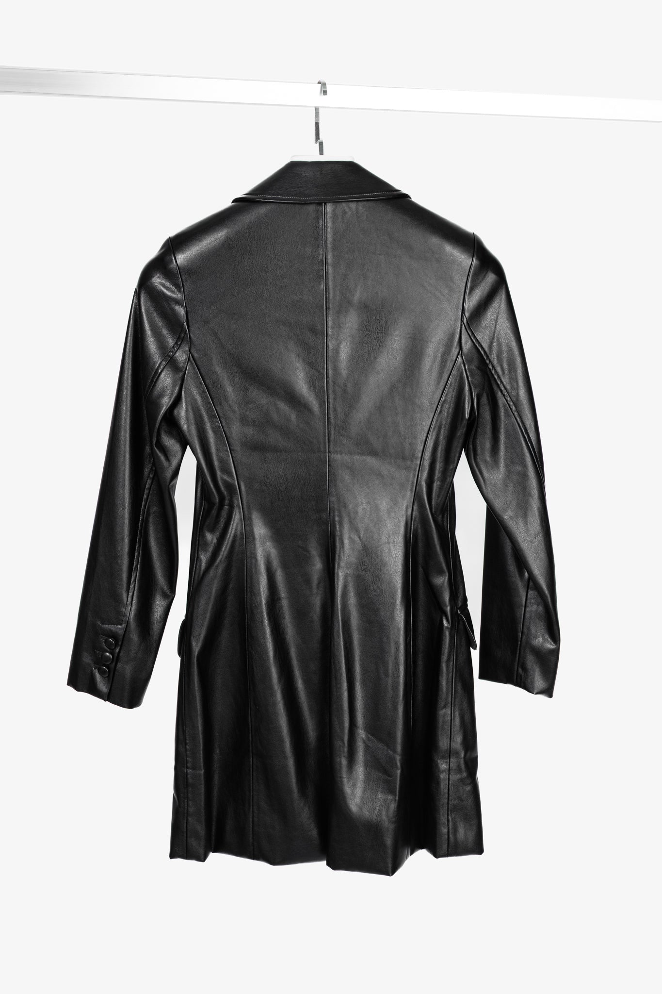 CAMI NYC Tamia Black Faux-Leather Blazer Dress