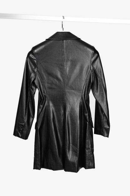 CAMI NYC Tamia Black Faux-Leather Blazer Dress