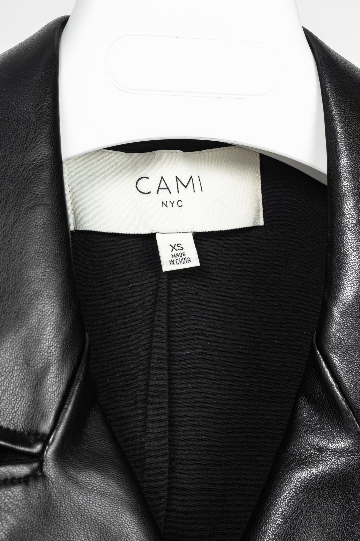 CAMI NYC Tamia Black Faux-Leather Blazer Dress