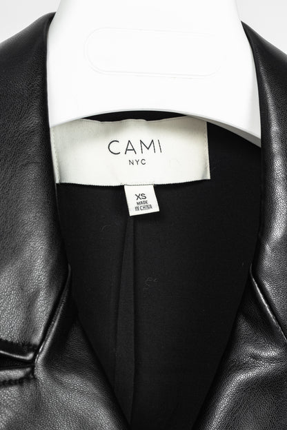 CAMI NYC Tamia Black Faux-Leather Blazer Dress