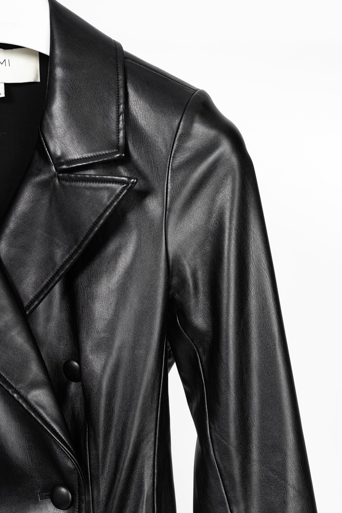 CAMI NYC Tamia Black Faux-Leather Blazer Dress