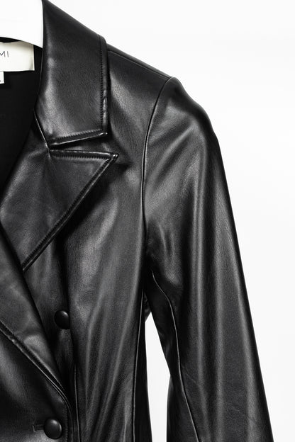 CAMI NYC Tamia Black Faux-Leather Blazer Dress