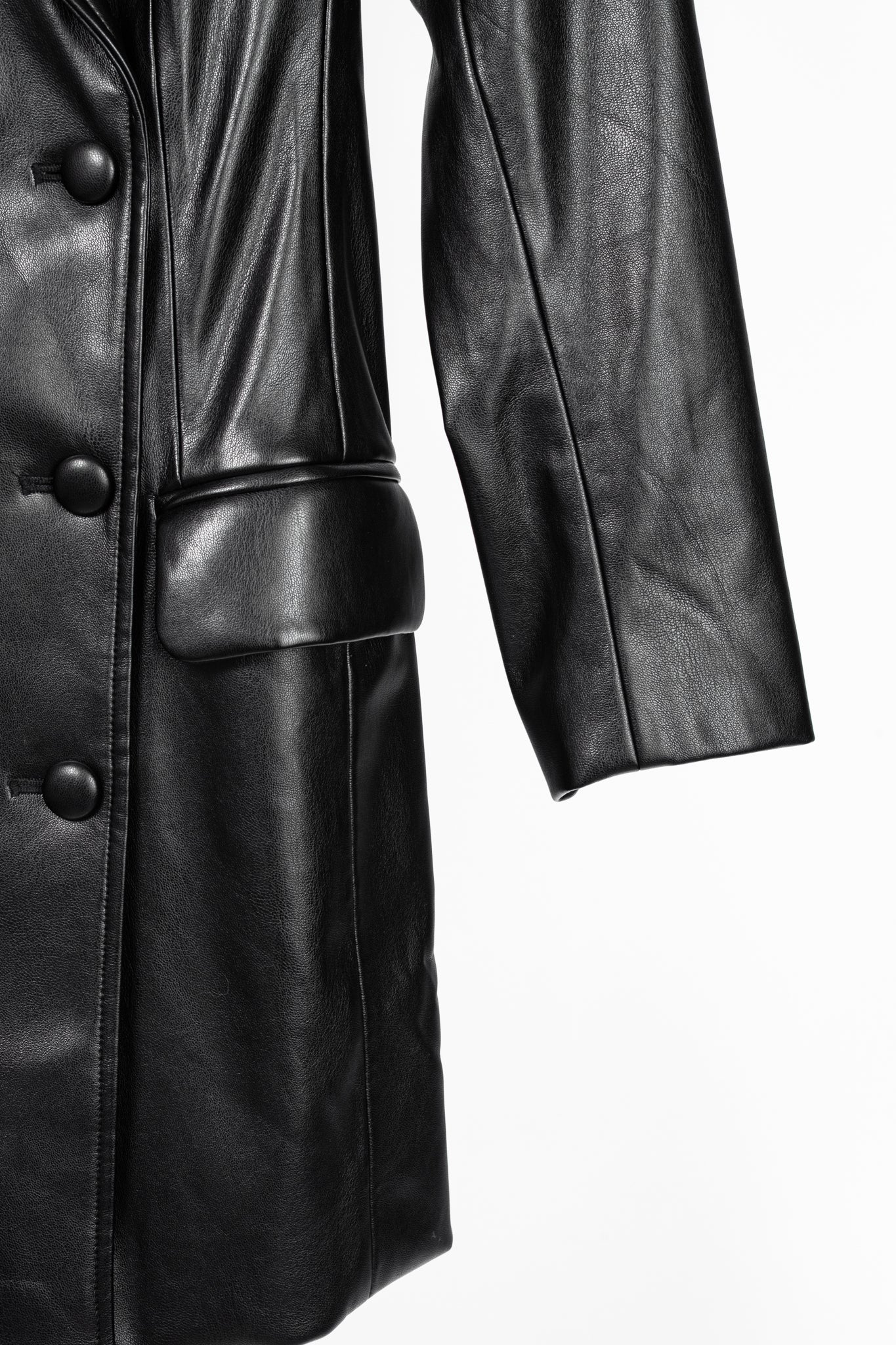 CAMI NYC Tamia Black Faux-Leather Blazer Dress