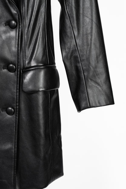 CAMI NYC Tamia Black Faux-Leather Blazer Dress