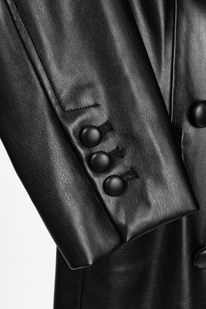 CAMI NYC Tamia Black Faux-Leather Blazer Dress