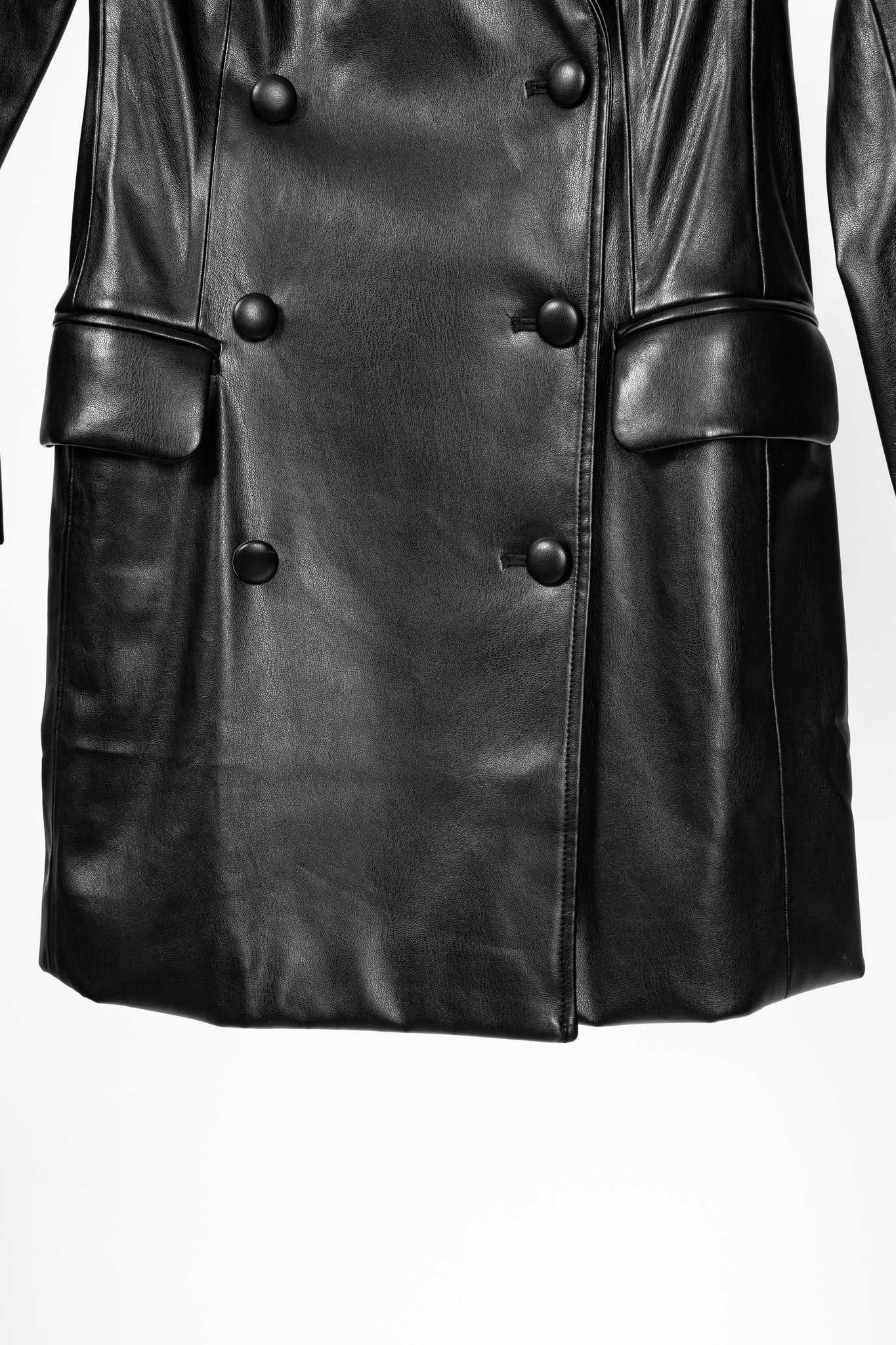 CAMI NYC Tamia Black Faux-Leather Blazer Dress