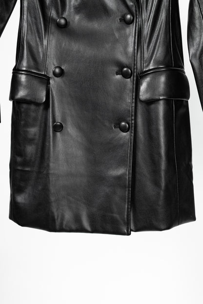 CAMI NYC Tamia Black Faux-Leather Blazer Dress