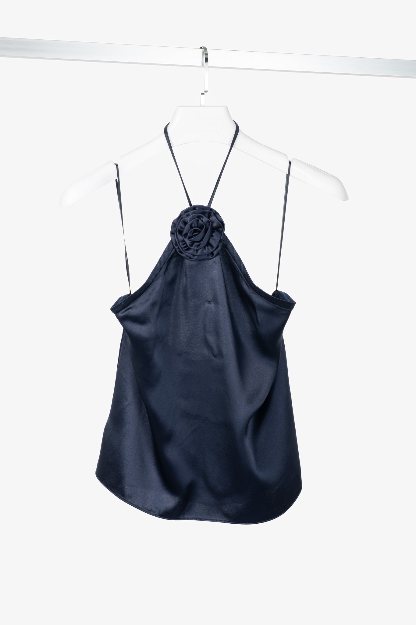 CAMI NYC Thandar Storm Satin Rosette Halter Camisole