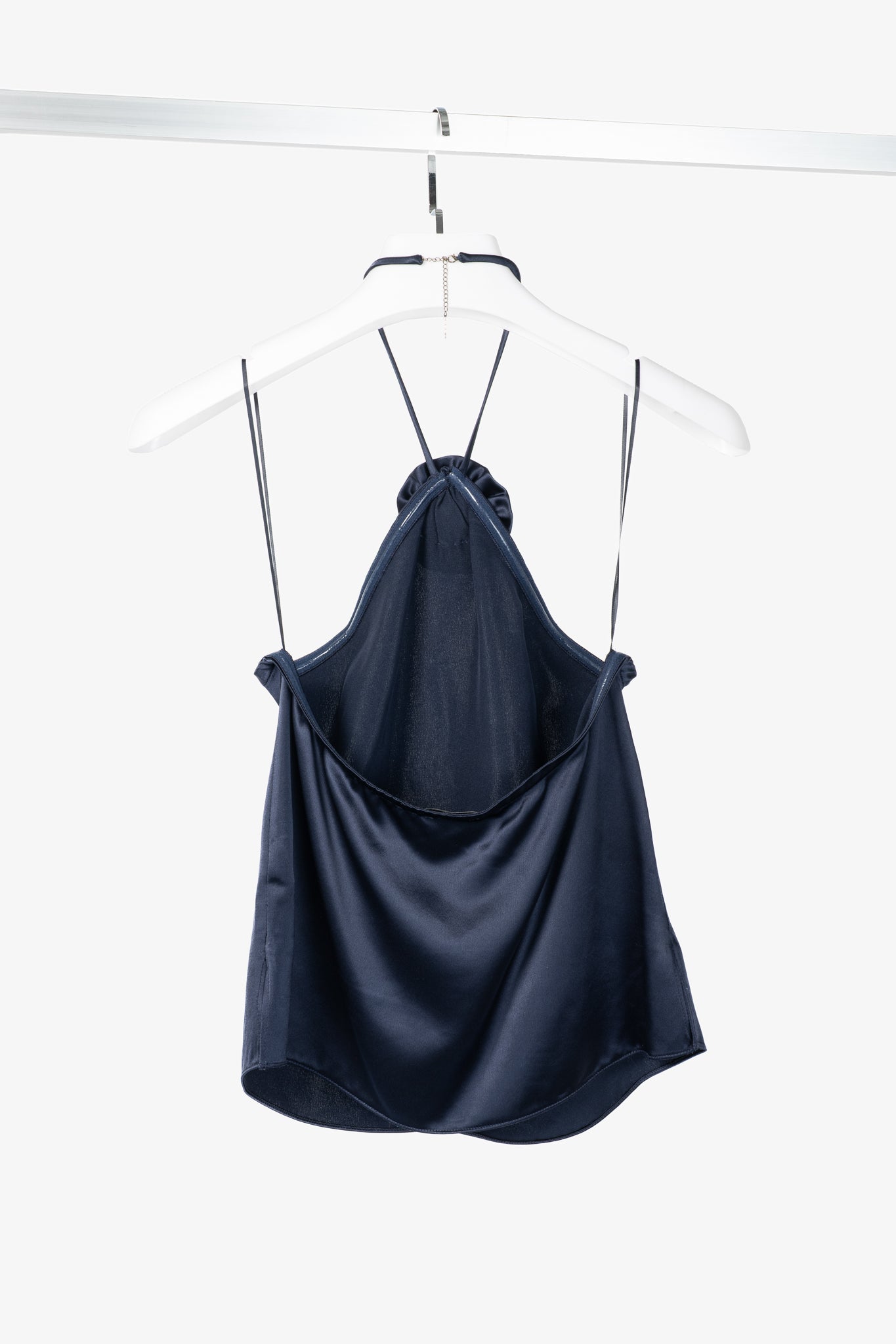CAMI NYC Thandar Storm Satin Rosette Halter Camisole