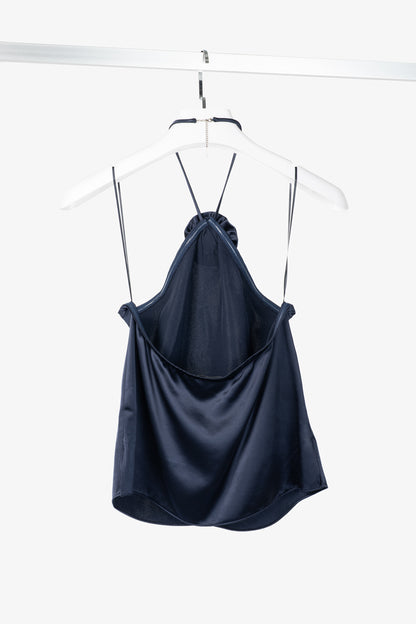 CAMI NYC Thandar Storm Satin Rosette Halter Camisole