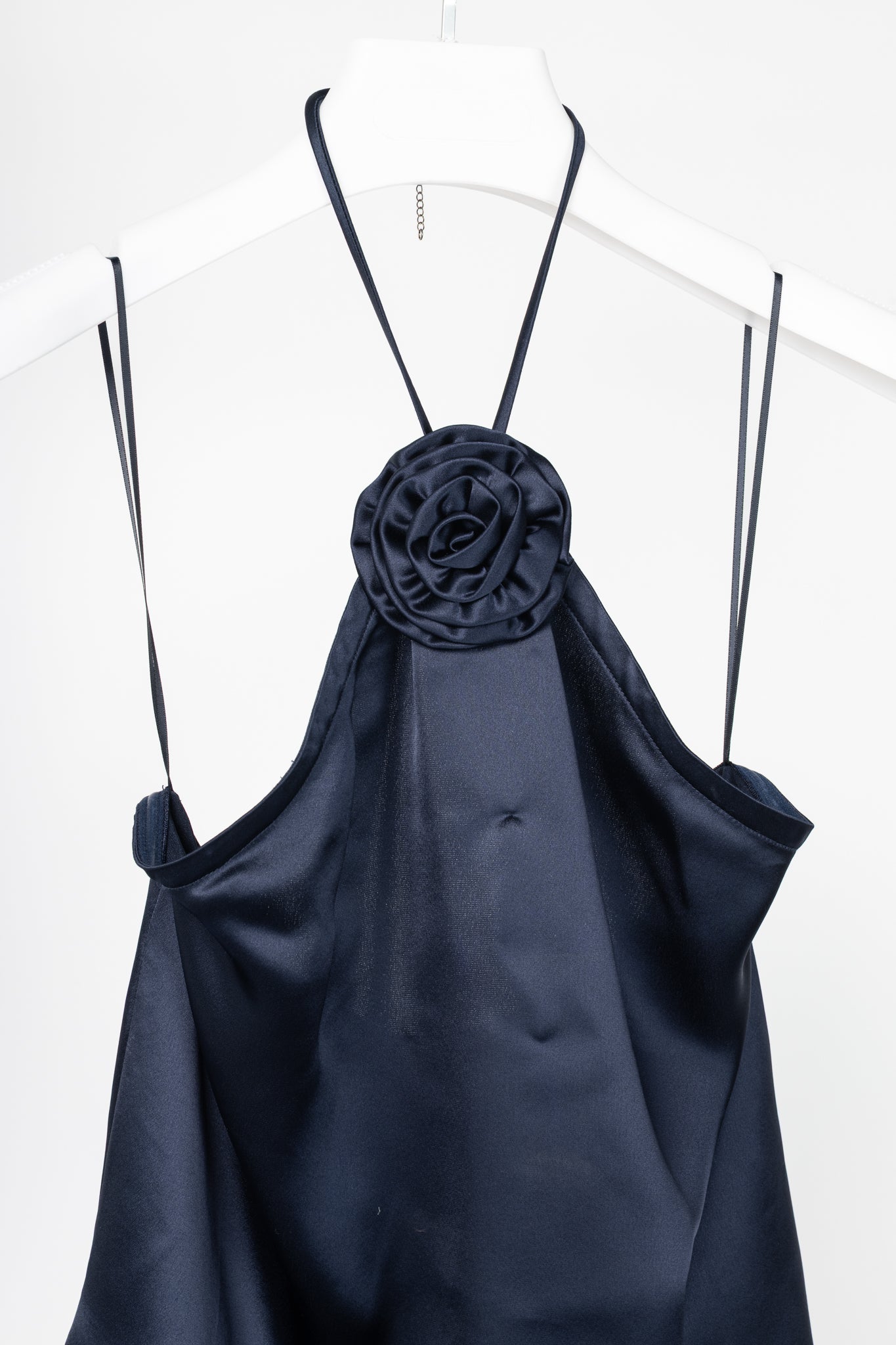 CAMI NYC Thandar Storm Satin Rosette Halter Camisole