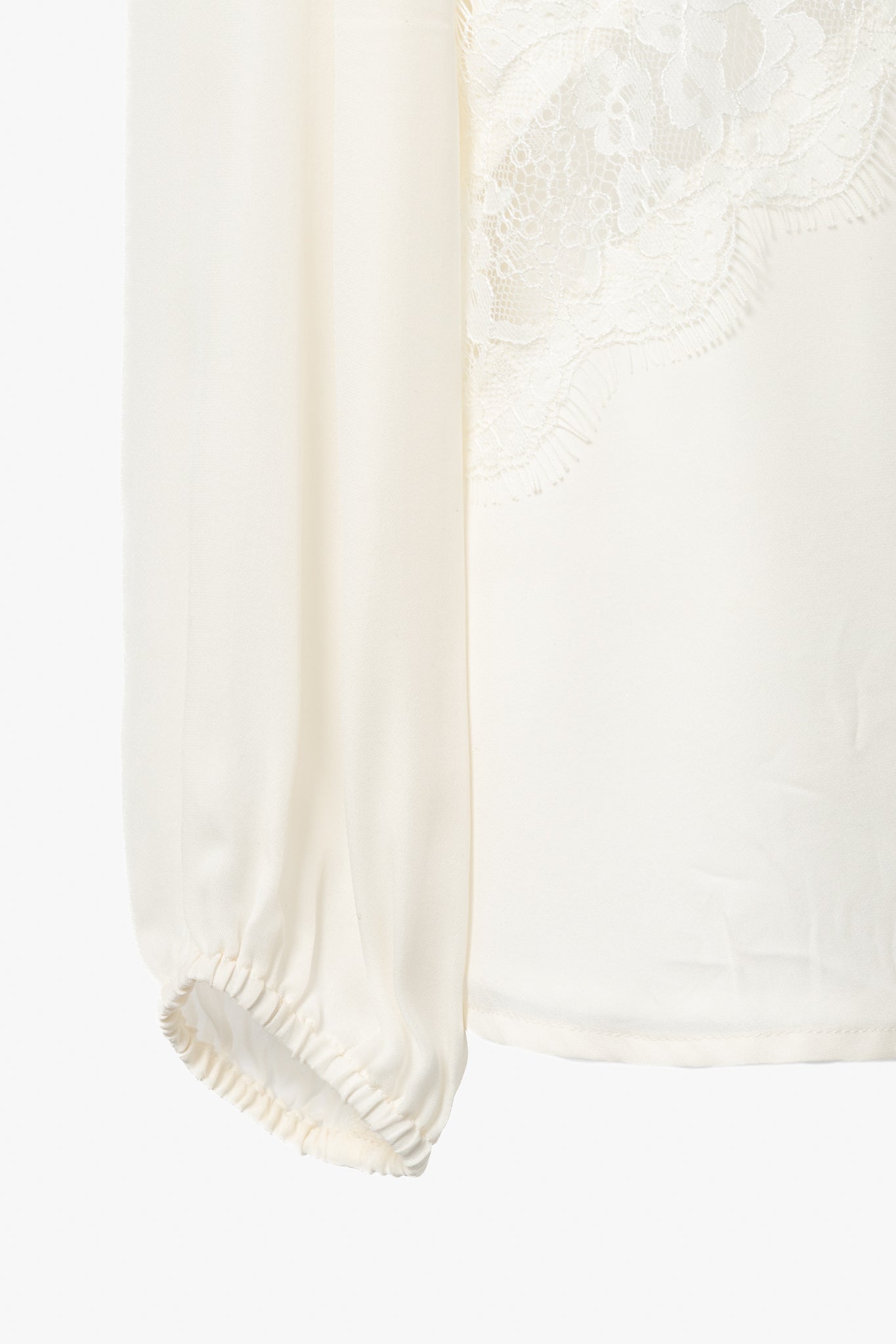 CAMI NYC Skylar White Silk-Crepe Lace-Trim Cutout Blouse