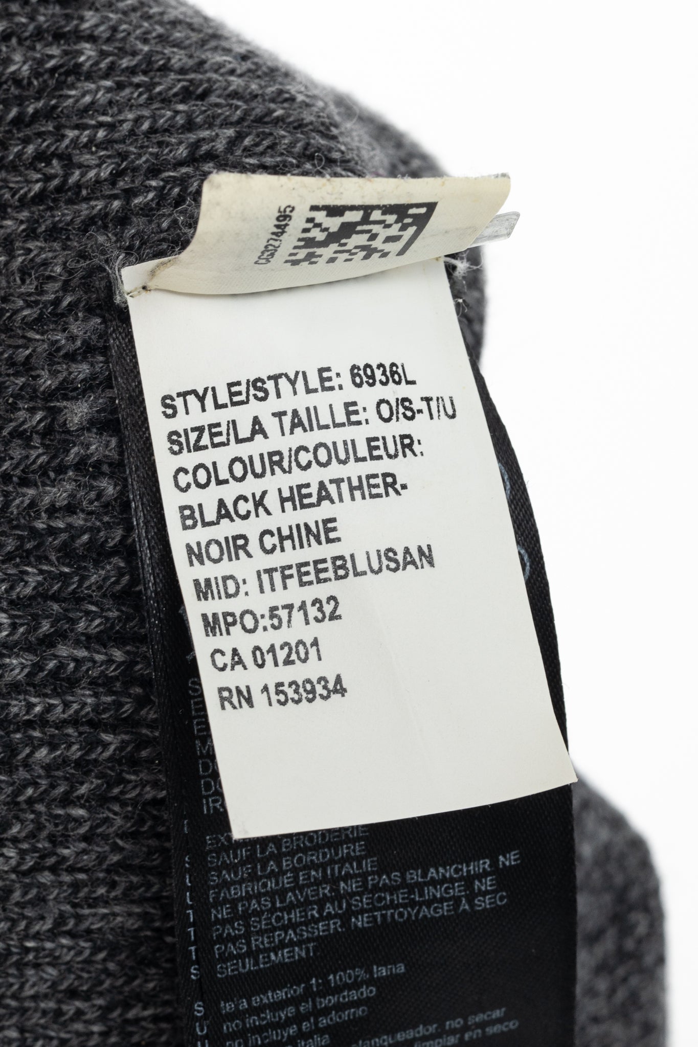 Canada Goose Arctic Black Heather Wool Logo Toque