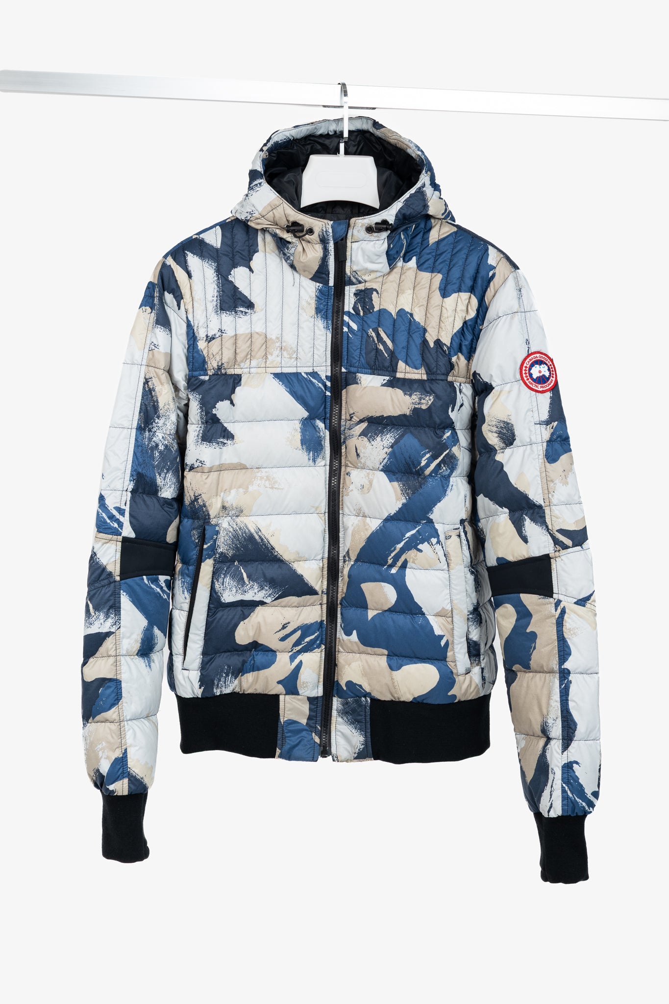 Canada Goose Cabri Blue Free Form Camo Quilted Hooded Down Jacket