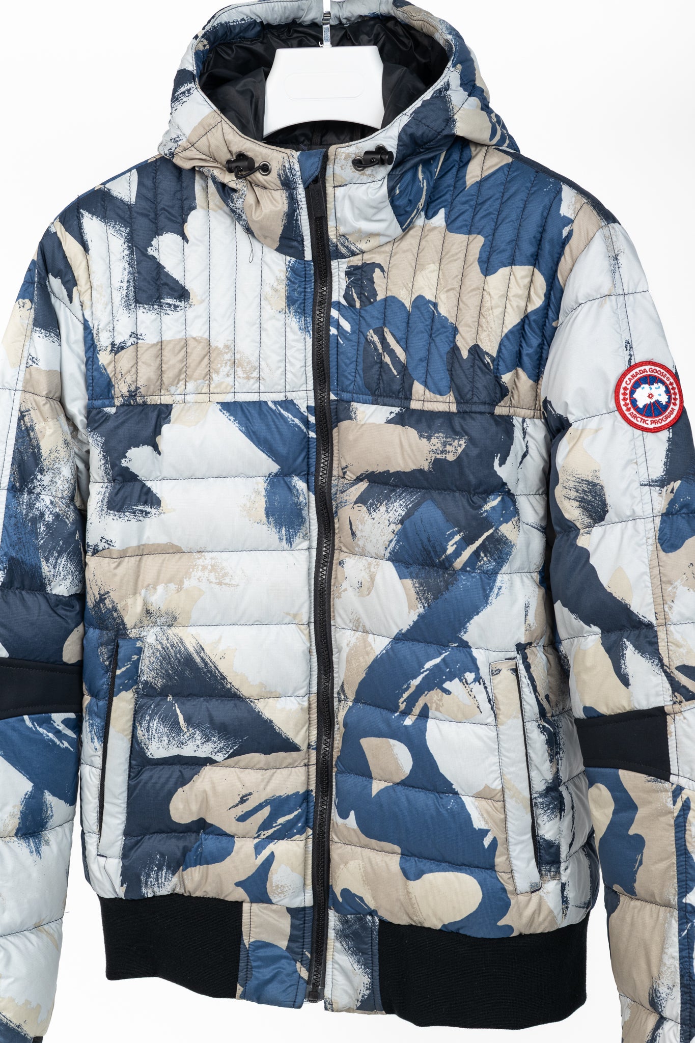 Canada Goose Cabri Blue Free Form Camo Quilted Hooded Down Jacket