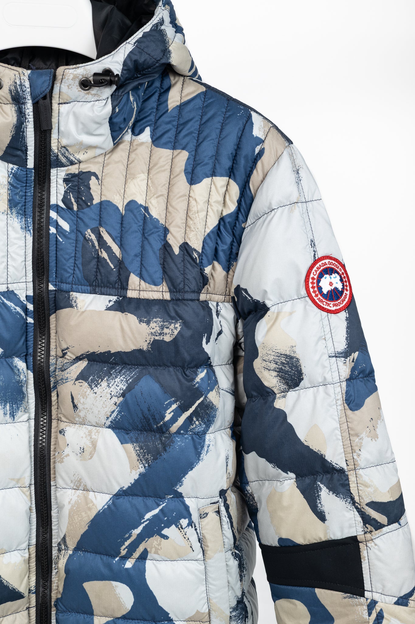Canada Goose Cabri Blue Free Form Camo Quilted Hooded Down Jacket