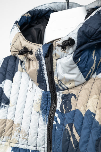 Canada Goose Cabri Blue Free Form Camo Quilted Hooded Down Jacket