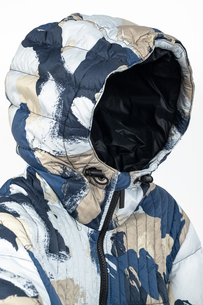 Canada Goose Cabri Blue Free Form Camo Quilted Hooded Down Jacket