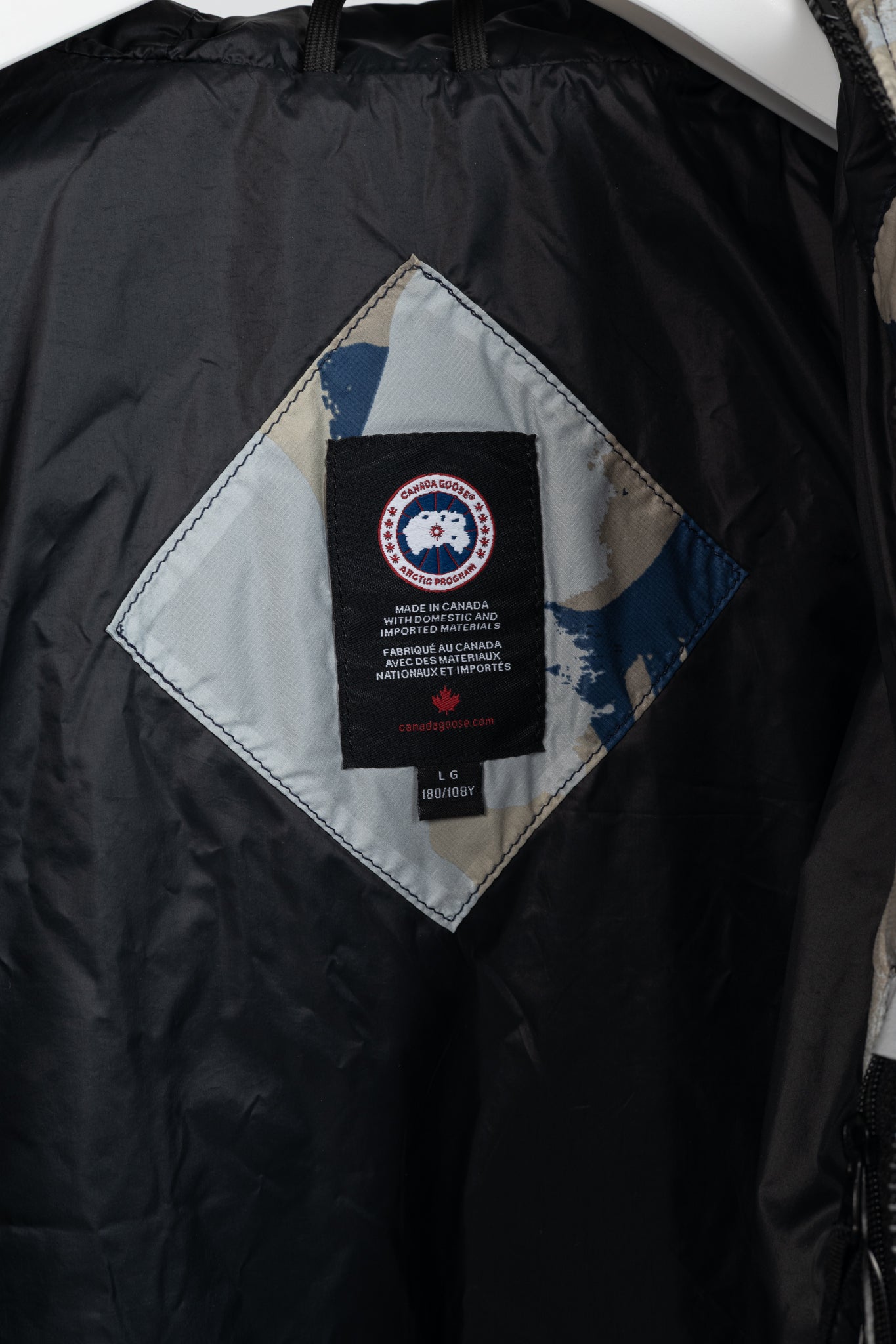 Canada Goose Cabri Blue Free Form Camo Quilted Hooded Down Jacket