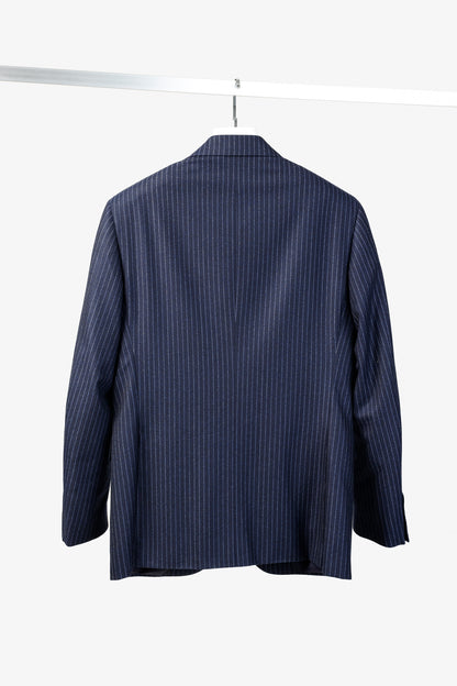 Canali Blue Chalk Banker Stripe Single Breasted Blazer