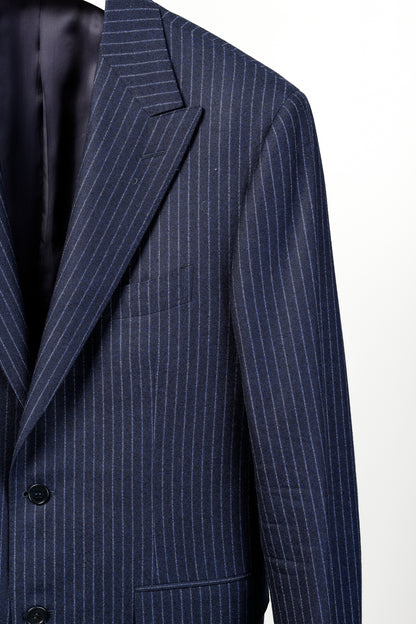 Canali Blue Chalk Banker Stripe Single Breasted Blazer
