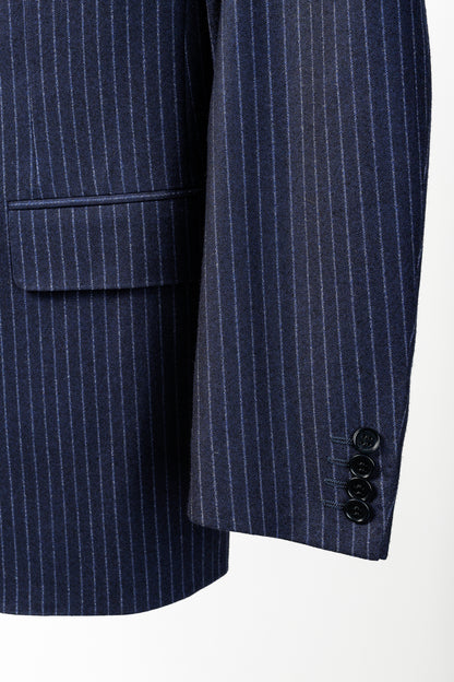 Canali Blue Chalk Banker Stripe Single Breasted Blazer