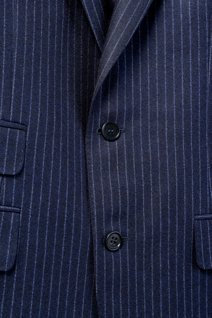Canali Blue Chalk Banker Stripe Single Breasted Blazer