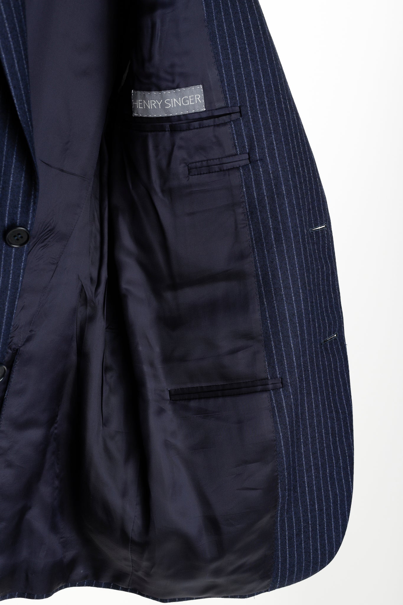 Canali Blue Chalk Banker Stripe Single Breasted Blazer