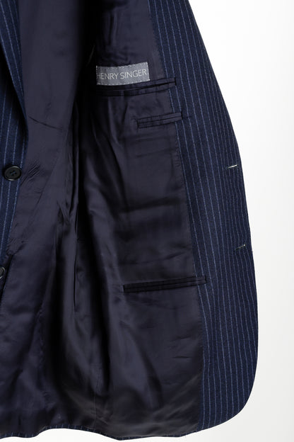 Canali Blue Chalk Banker Stripe Single Breasted Blazer