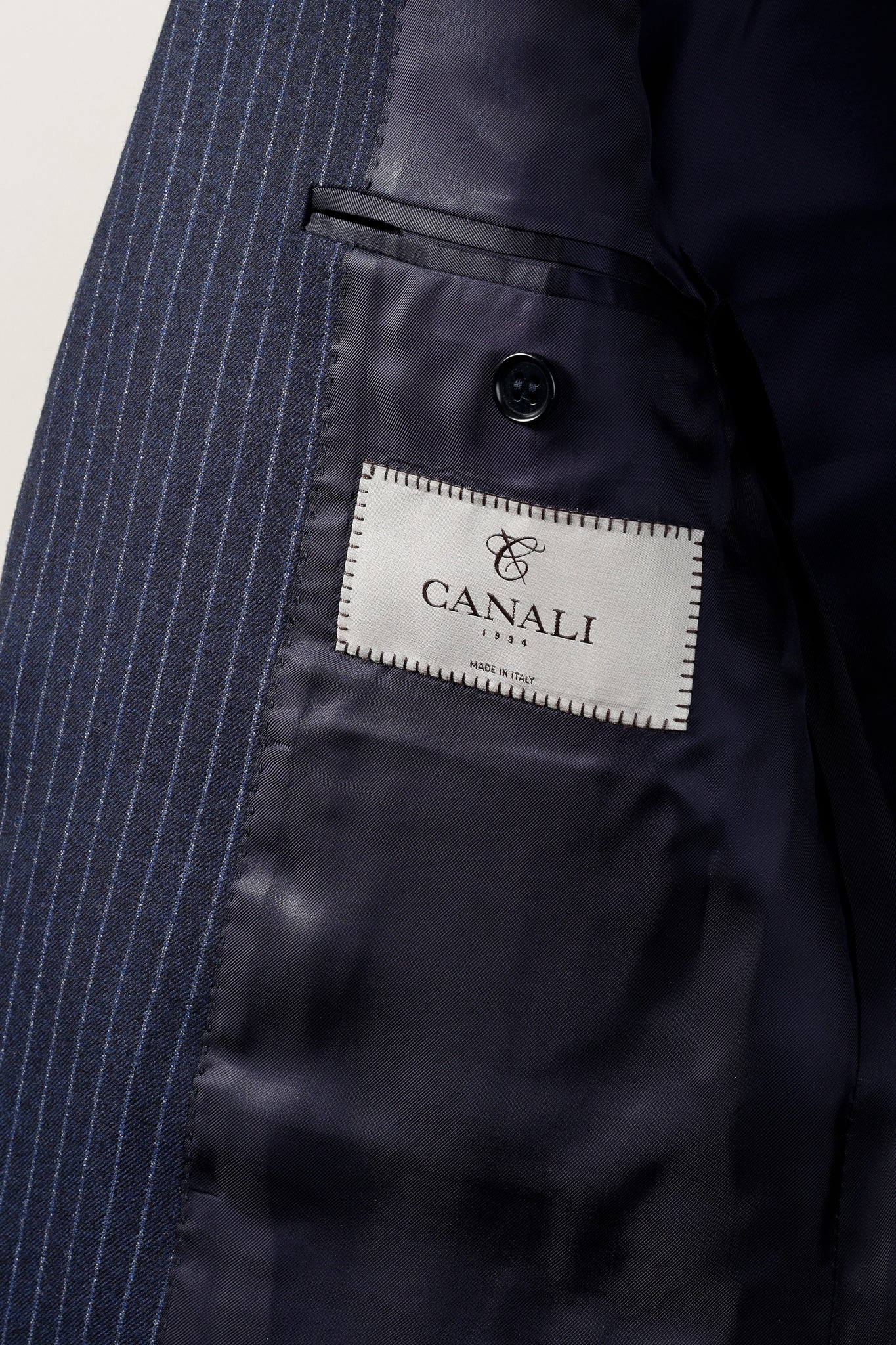 Canali Blue Chalk Banker Stripe Single Breasted Blazer