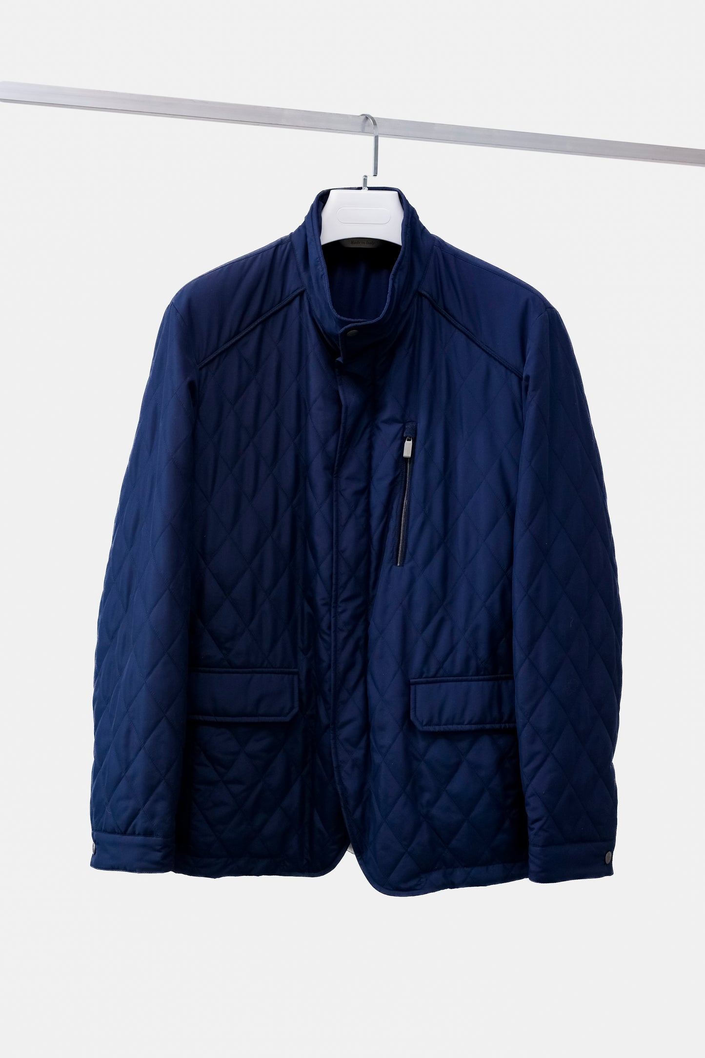 Canali Navy Quilted Zip Jacket