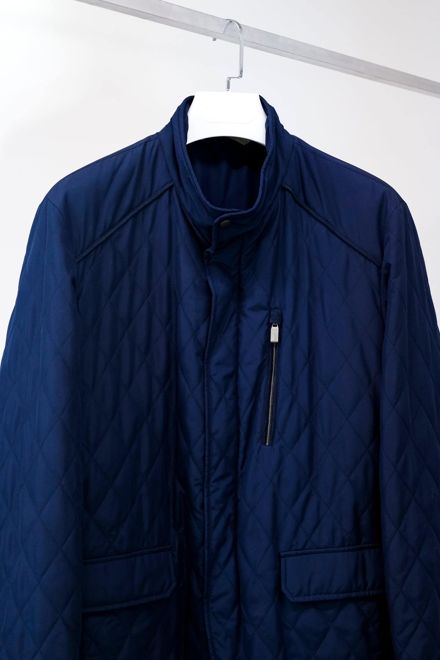 Canali Navy Quilted Zip Jacket