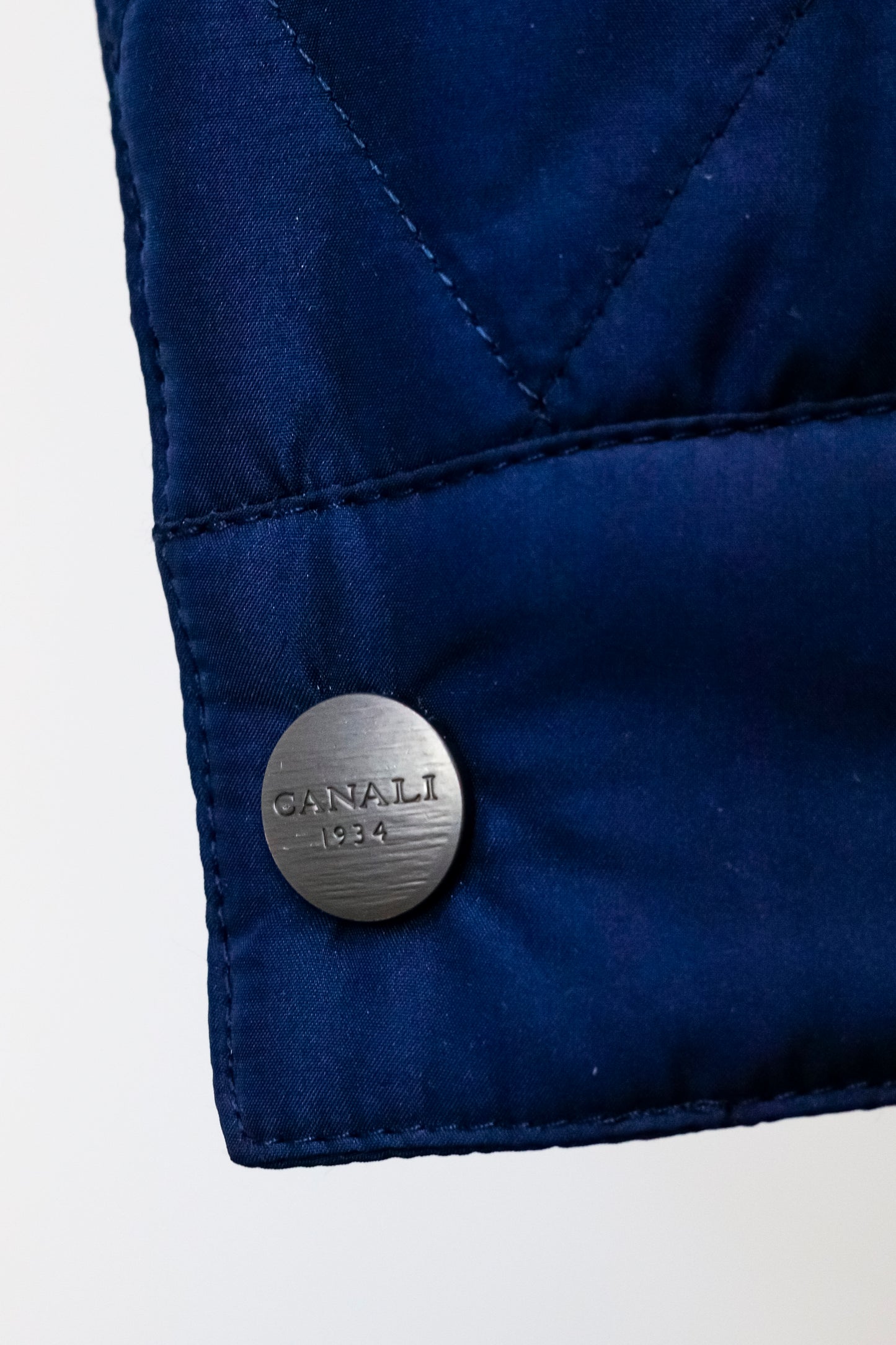 Canali Navy Quilted Zip Jacket