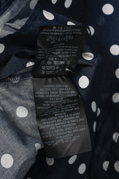 CH Carolina Herrera SS/17 Navy & White Polka-Dot Oversized Tie-Cuff Shirt