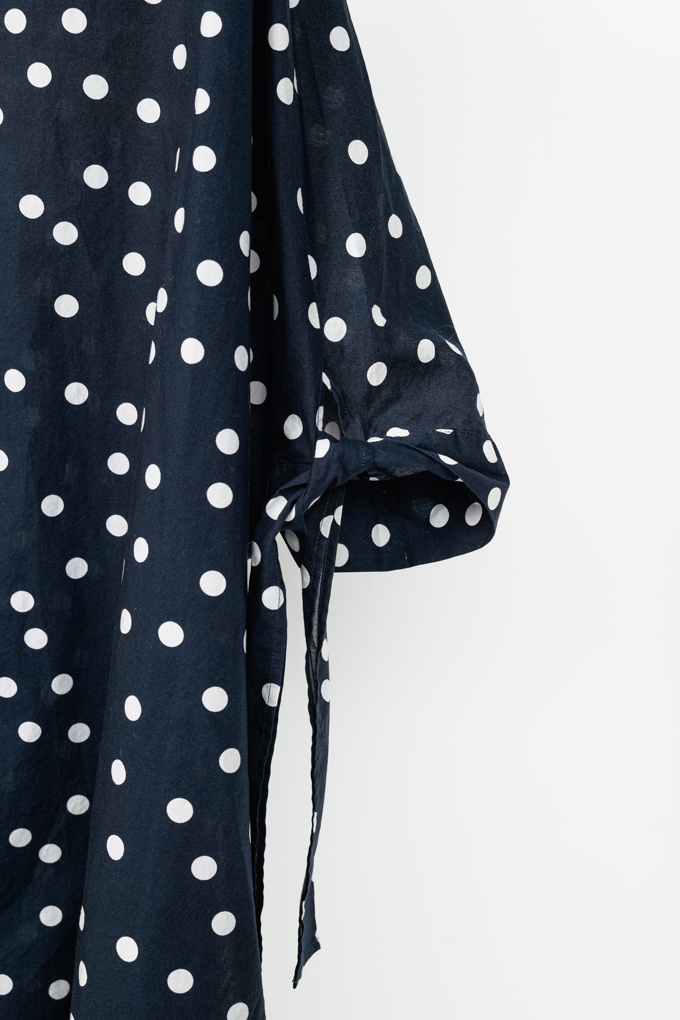 CH Carolina Herrera SS/17 Navy & White Polka-Dot Oversized Tie-Cuff Shirt