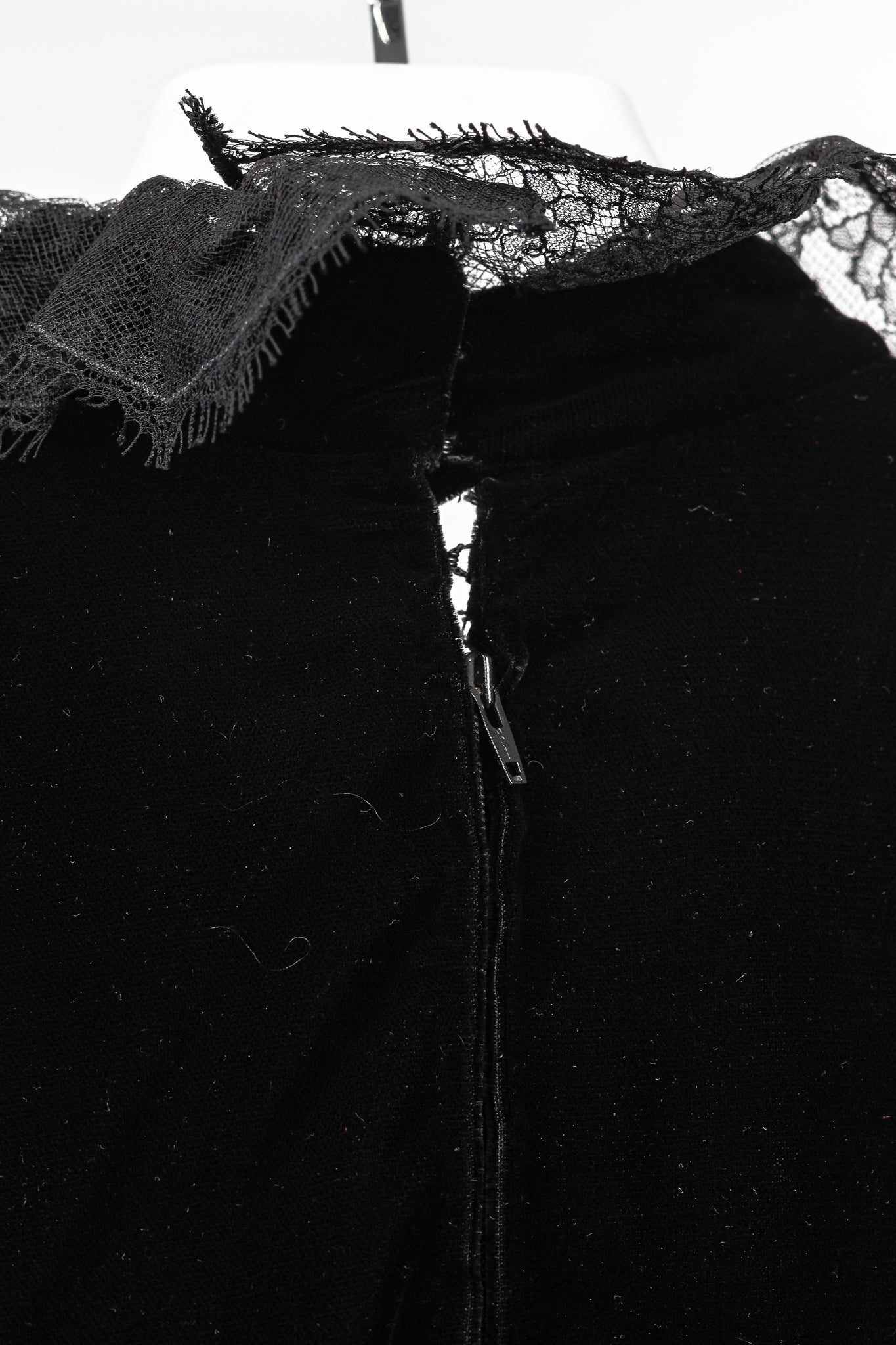 Carolyne Roehm Vintage Black Velvet Lace-Trim Top