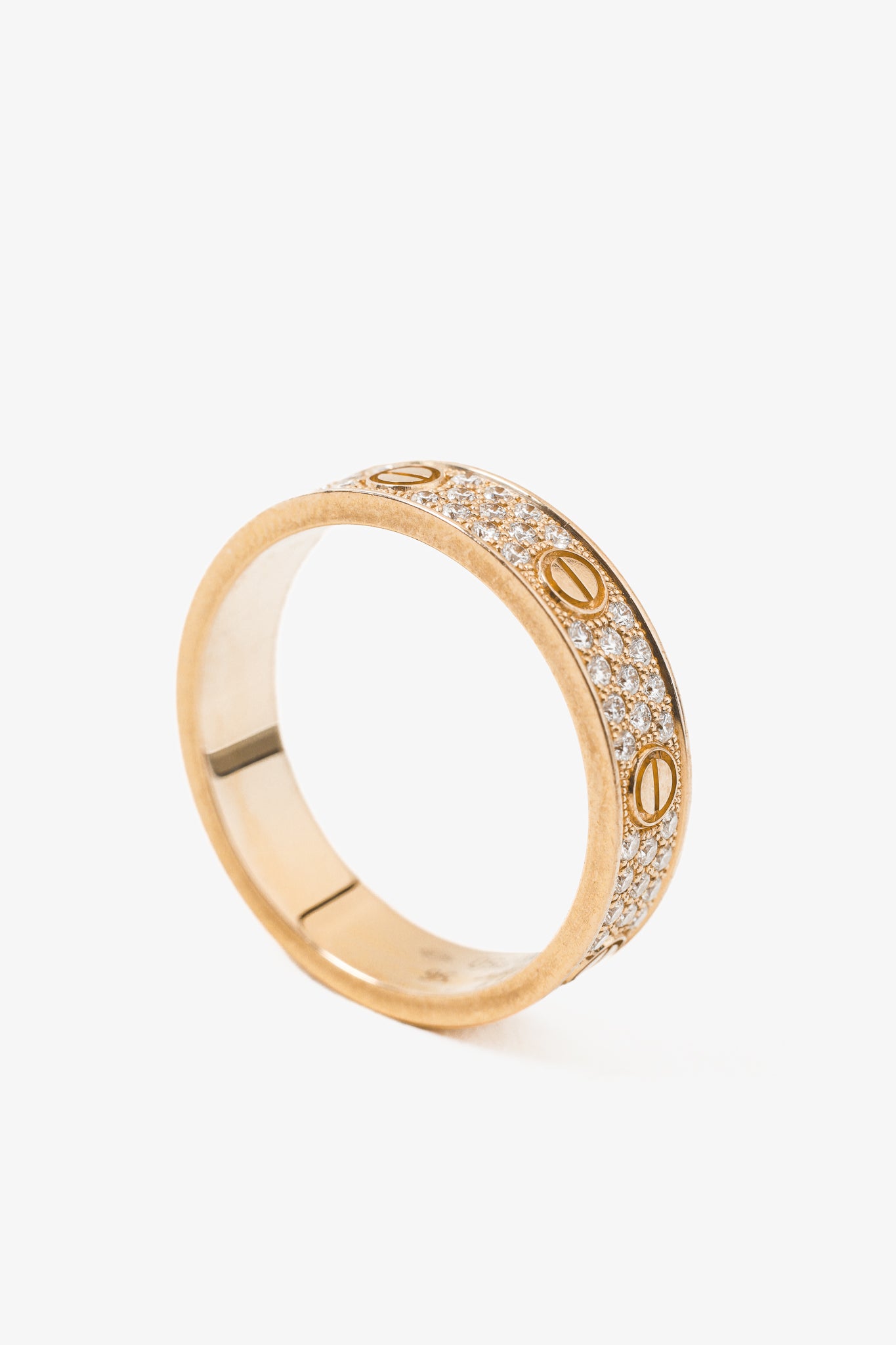 Cartier Love 18k Yellow Gold Diamond Paved Ring