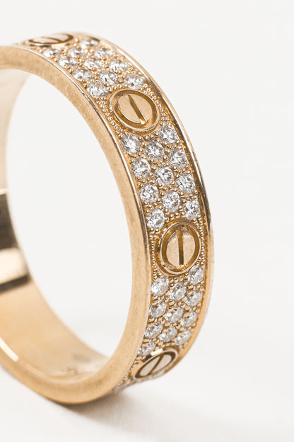 Cartier Love 18k Yellow Gold Diamond Paved Ring