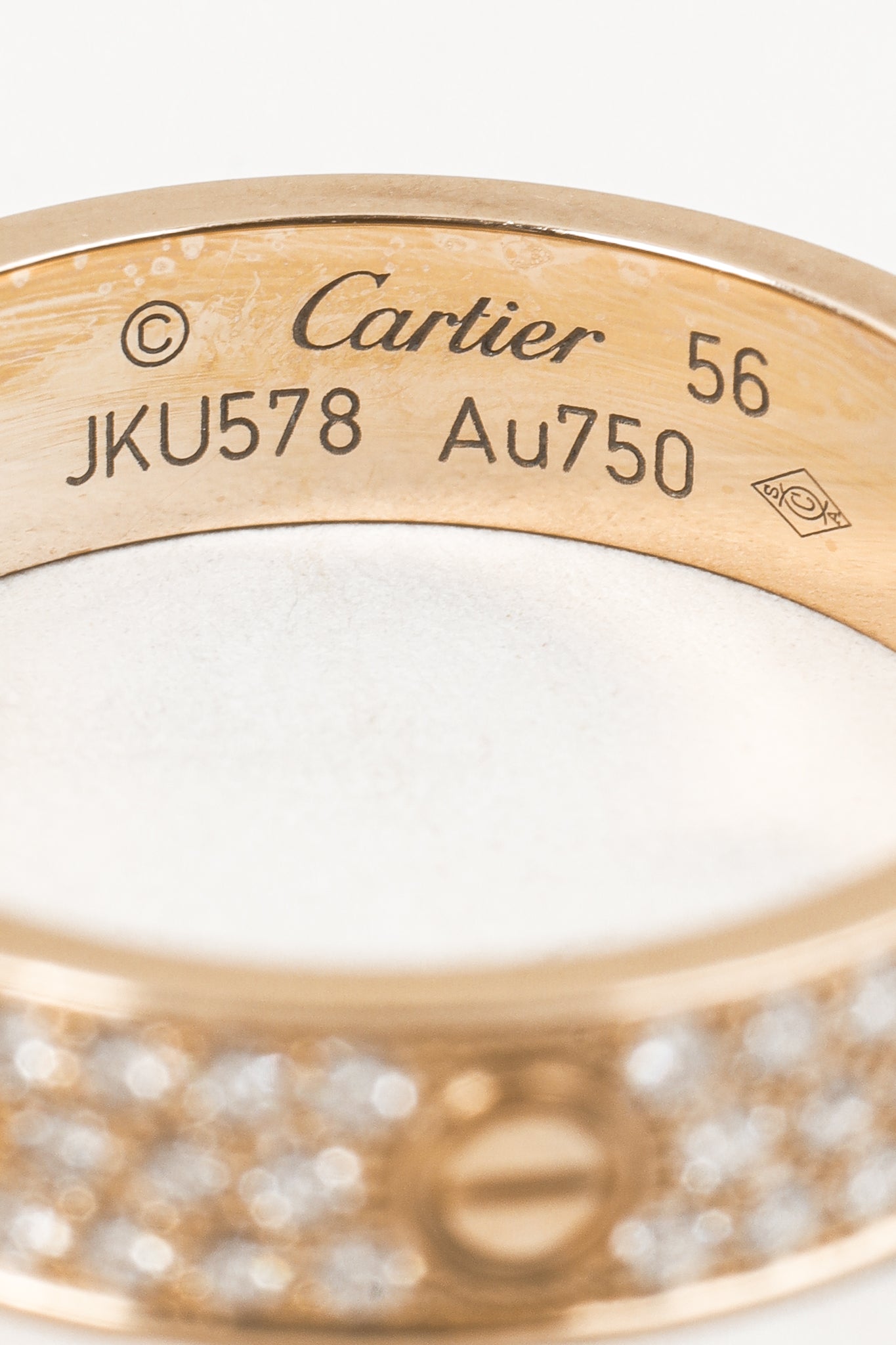 Cartier Love 18k Yellow Gold Diamond Paved Ring