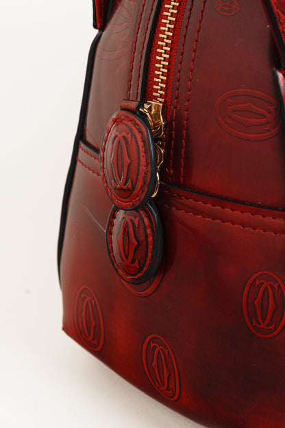 Cartier Marcello Red Happy Birthday Monogram Leather Shoulder Bag