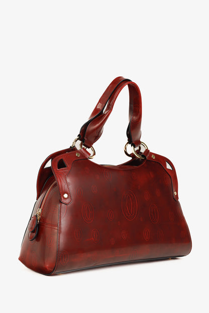 Cartier Marcello Red Happy Birthday Monogram Leather Shoulder Bag