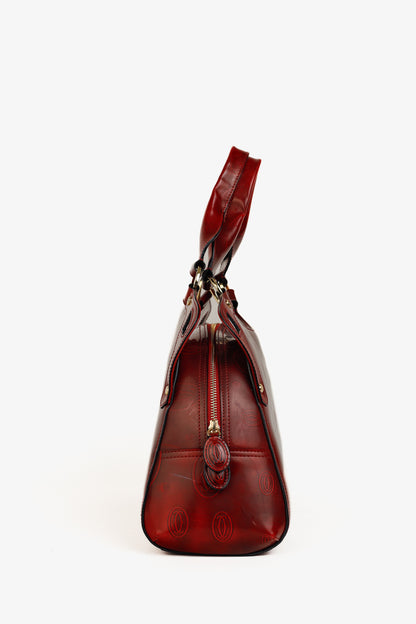 Cartier Marcello Red Happy Birthday Monogram Leather Shoulder Bag