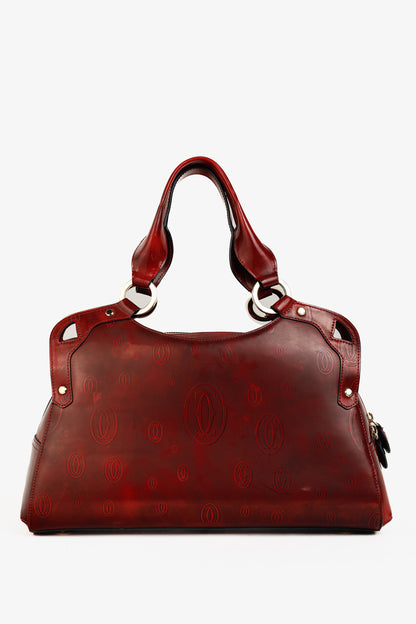 Cartier Marcello Red Happy Birthday Monogram Leather Shoulder Bag