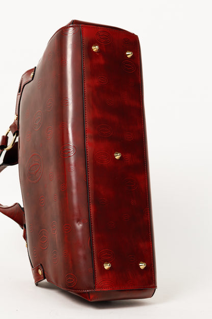 Cartier Marcello Red Happy Birthday Monogram Leather Shoulder Bag