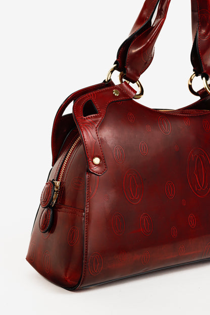 Cartier Marcello Red Happy Birthday Monogram Leather Shoulder Bag