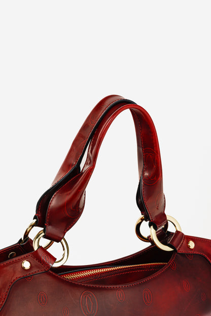 Cartier Marcello Red Happy Birthday Monogram Leather Shoulder Bag