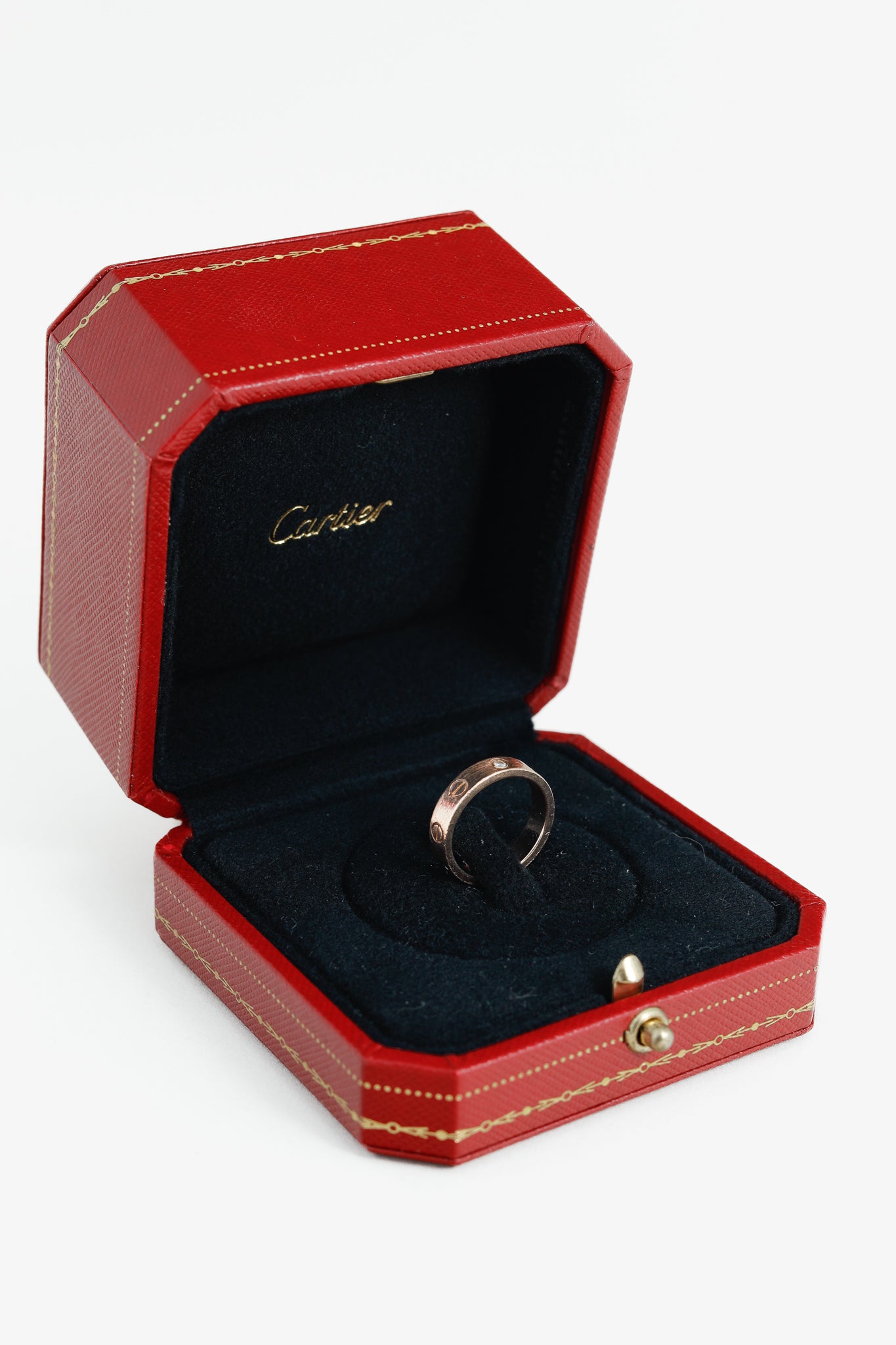 Cartier Love 18k Rose Gold Diamond Pave Ring