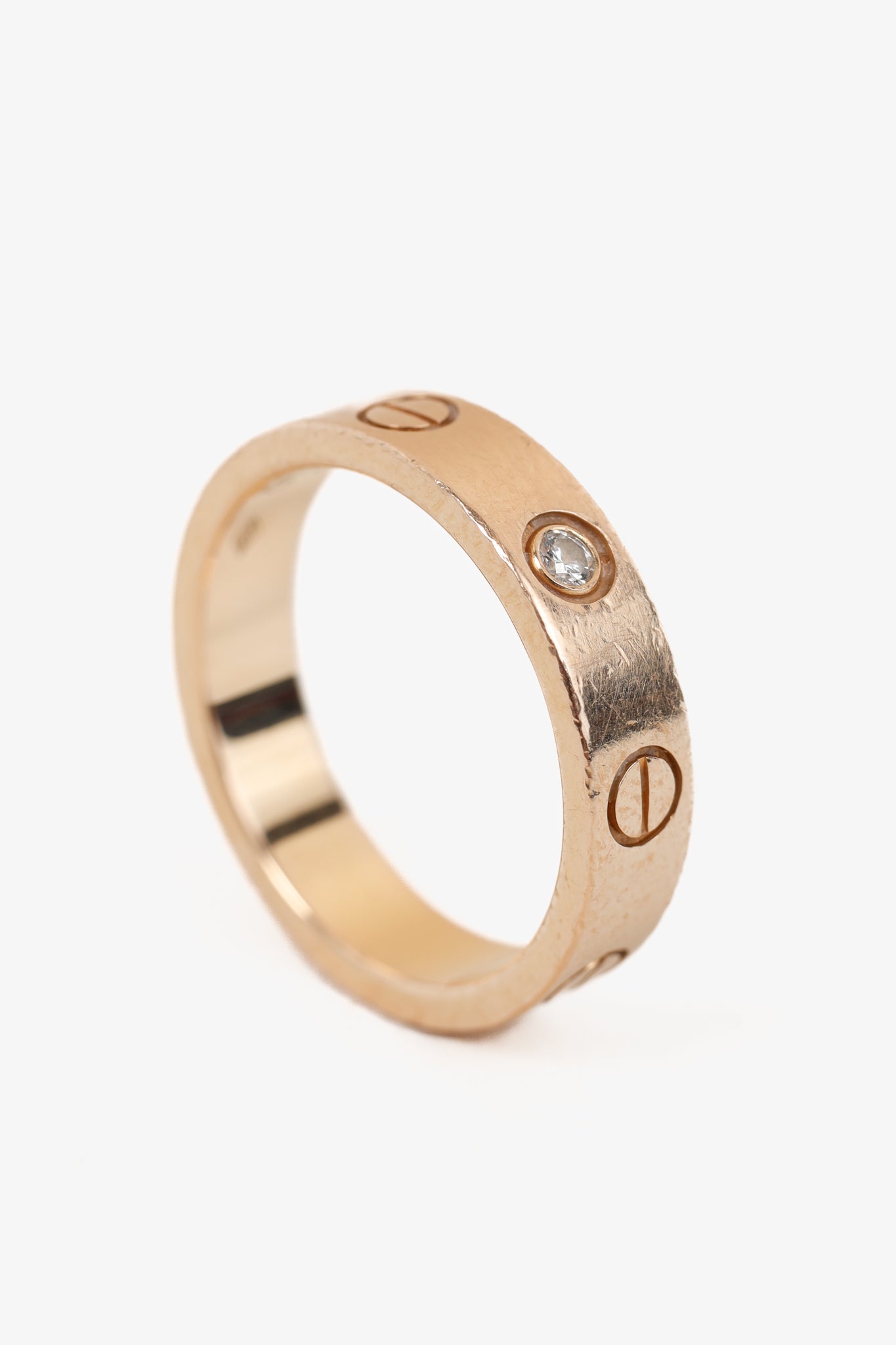 Cartier Love 18k Rose Gold Diamond Pave Ring