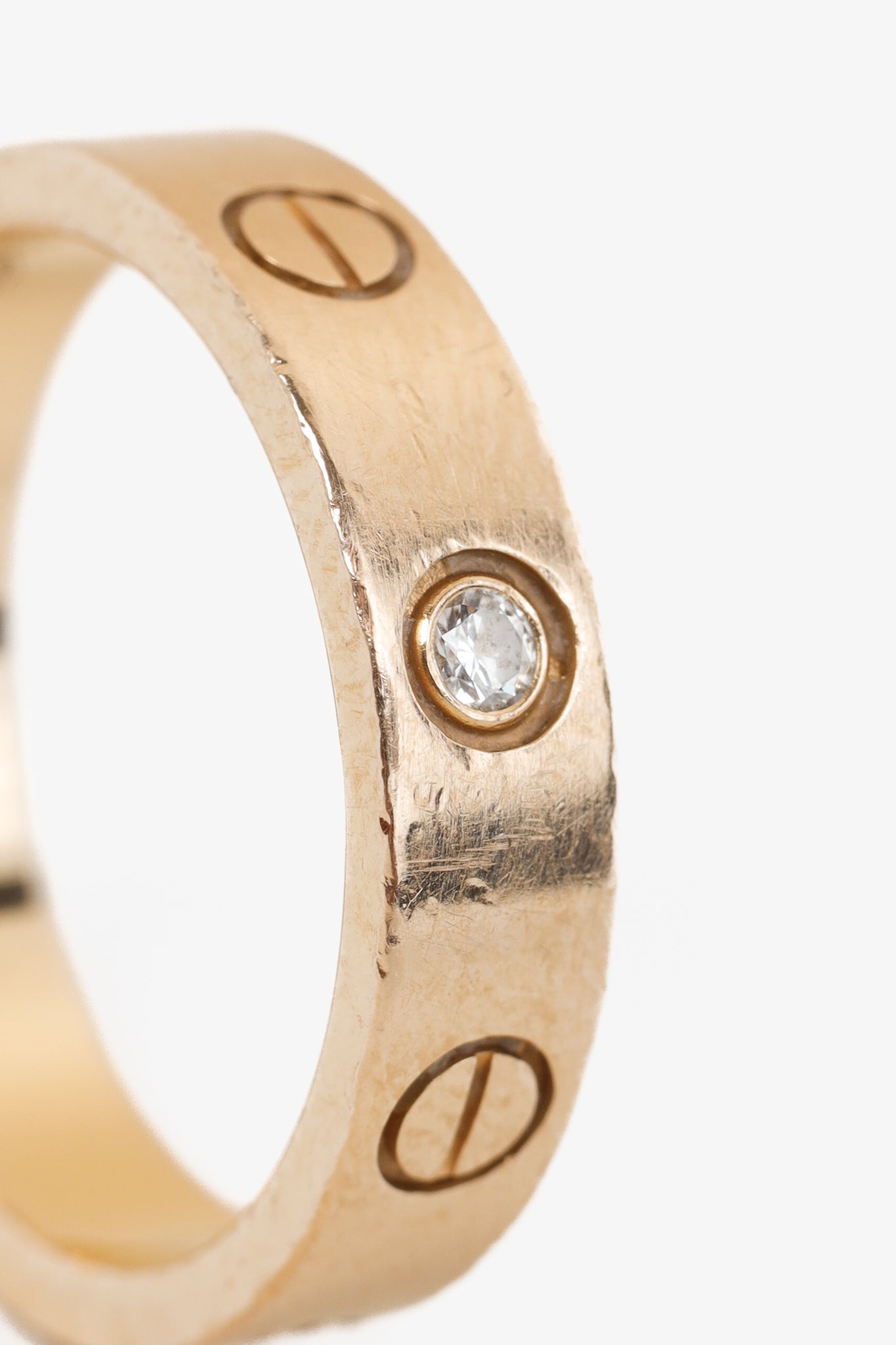 Cartier Love 18k Rose Gold Diamond Pave Ring